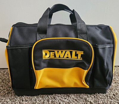 New - Dewalt 16'' x 12'' x 9'' Heavy Duty Hard Bottom Tool Bag w/ Pockets N712935