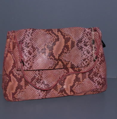 ALBERTA DI CANIO Handtasche Schultertasche Echtleder rosa Snake Prägung NEU