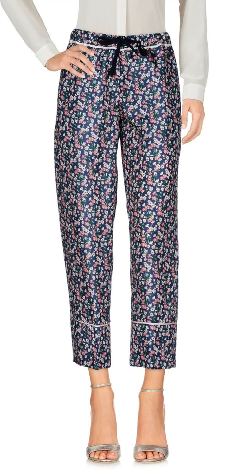 MONCLER Floral Print Tailored Silk Pants Trousers Seide Casual Hose Bottoms S