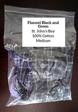 Men Flannel Black  Green - St. John  s Bay - 100 Cotton - Medium