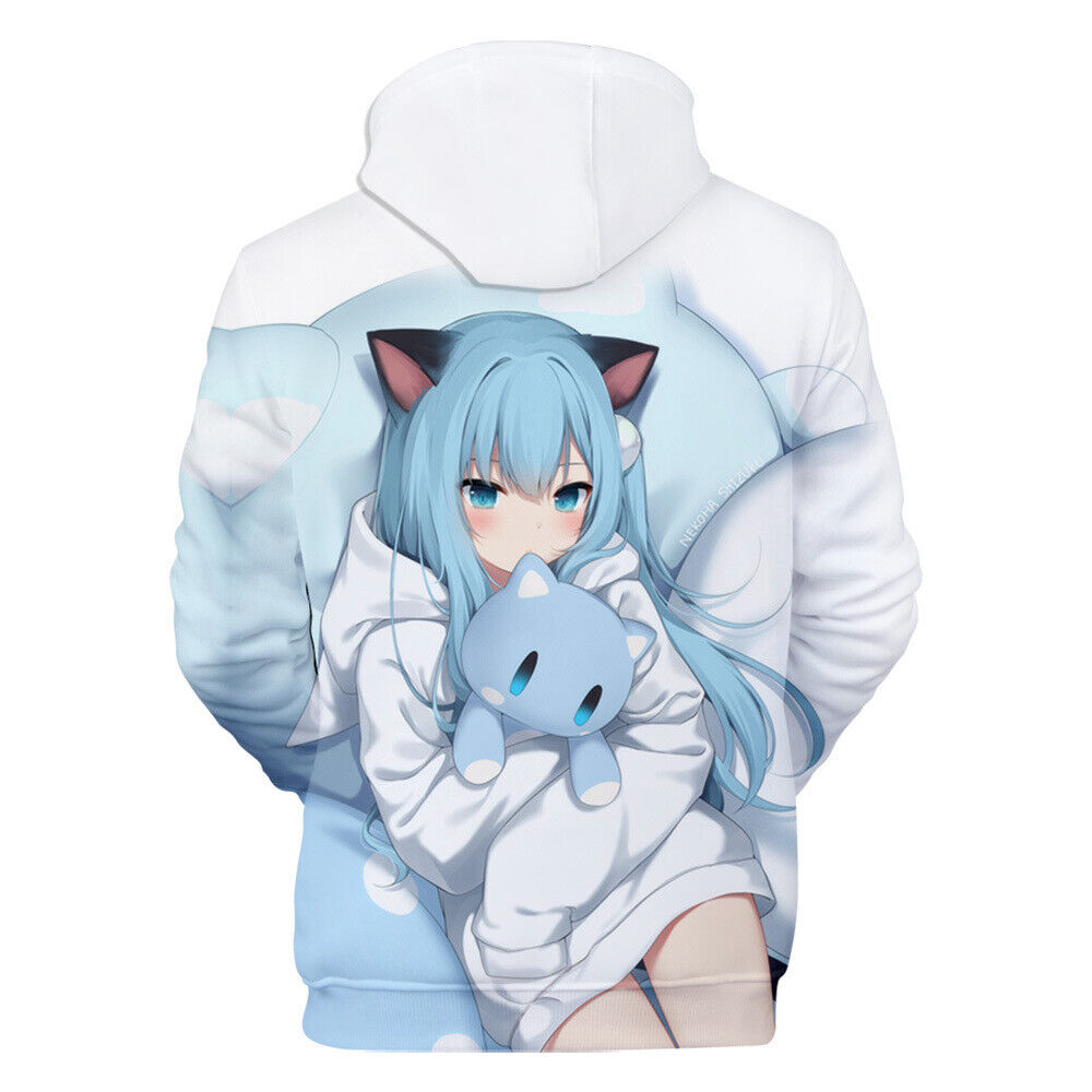 Anime Hoodie Nekoha Shizuku Print Casual Hooded Sweatshirt Anime Hoodie Nekoha Shizuku Print Casual Hooded Sweatshirt