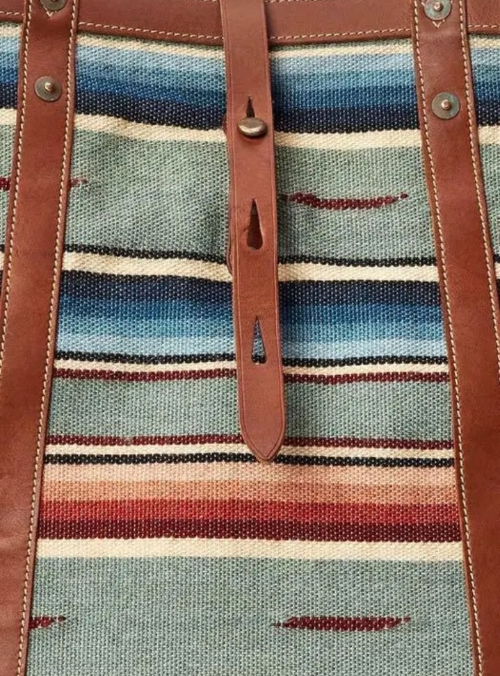 RRL RALPH LAUREN Hand Woven Jacquard Striped Canvas Leather Trim Tote Bag XL NWT RRL RALPH LAUREN Hand Woven Jacquard Striped Canvas Leather Trim Tote Bag XL NWT