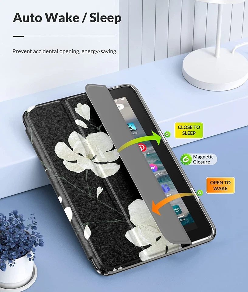 Capa para Tablet Amazon Fire 7 (12ª Geração, Versão 2022) 7", Preto e Branco Magnoli - Imagem 3 de 4