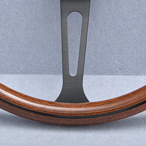 Classic 380mm Mahogany Wood Steering Wheel with Black Finish - Picture 5 of 11