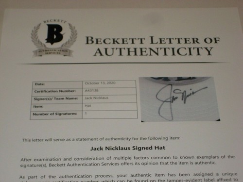 Jack Nicklaus (PGA) 1997 firmado EE. UU. SOMBRERO ABIERTO SENIOR con Beckett LOA - Imagen 6 de 6