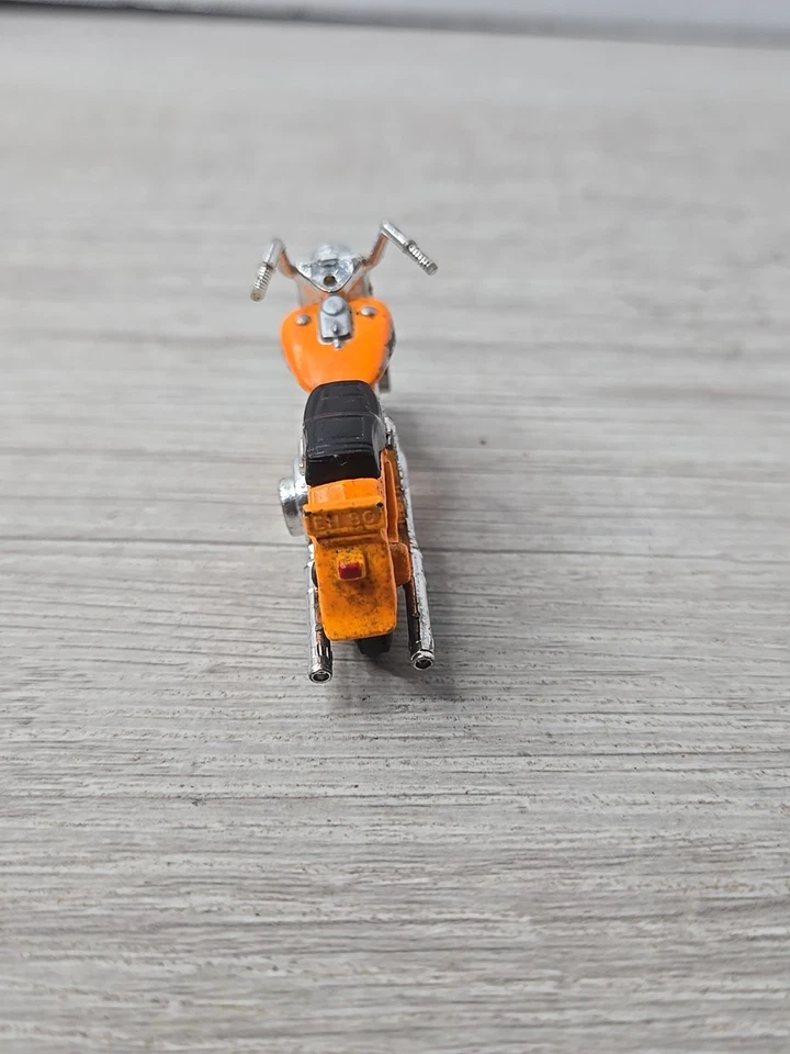 Винтажный 1980 спичечный коробок Harley Davidson мотоцикла #50 оранжевый литая краска износ - Изображение 3 из 4