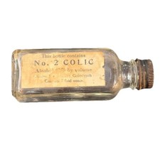 Antique No. 2 Colic Medicine Bottle w/ Label & Cap Colocynth 1oz Jug