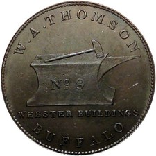 1839 Buffalo New York Hard Times Token W A Thomson Anvil & Hammer 38mm HT-213