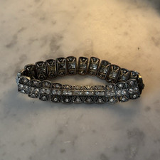 Silver Tone Chain Link Bracelet w/ Round Clea...