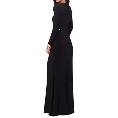 Xscape Evenings Illusion Cutout Gown - Black/ Gold