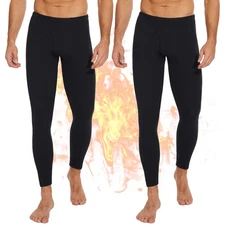 2 Pack Thermal Underwear for Men Pants Long Johns Bottoms Base Layer Cold Wea...