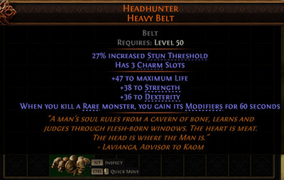 Path of Exile 2 Headhunter Heavy Belt Fate of the Vaal SC POE 2