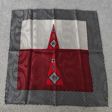 Mens Rockabilly Art Deco Silk Hand Rolled Pocket Square Handkerchief Red black