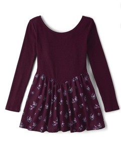 The Children’s Place Girls Maroon Floral Dress Size Medium (7-8) NWT