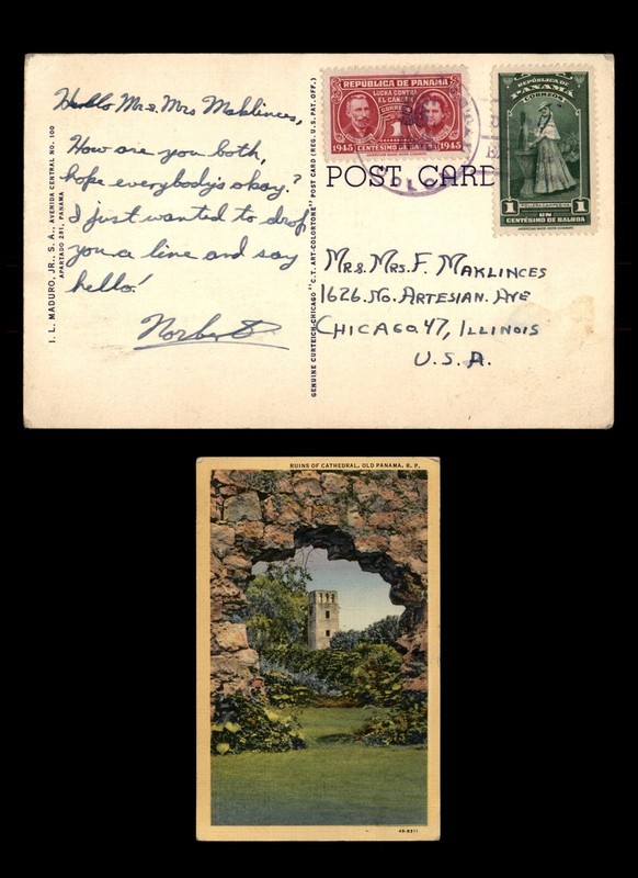 Mayfairstamps Panama Cathedral ruins to Chicago IL USA Post Card aaz_97431