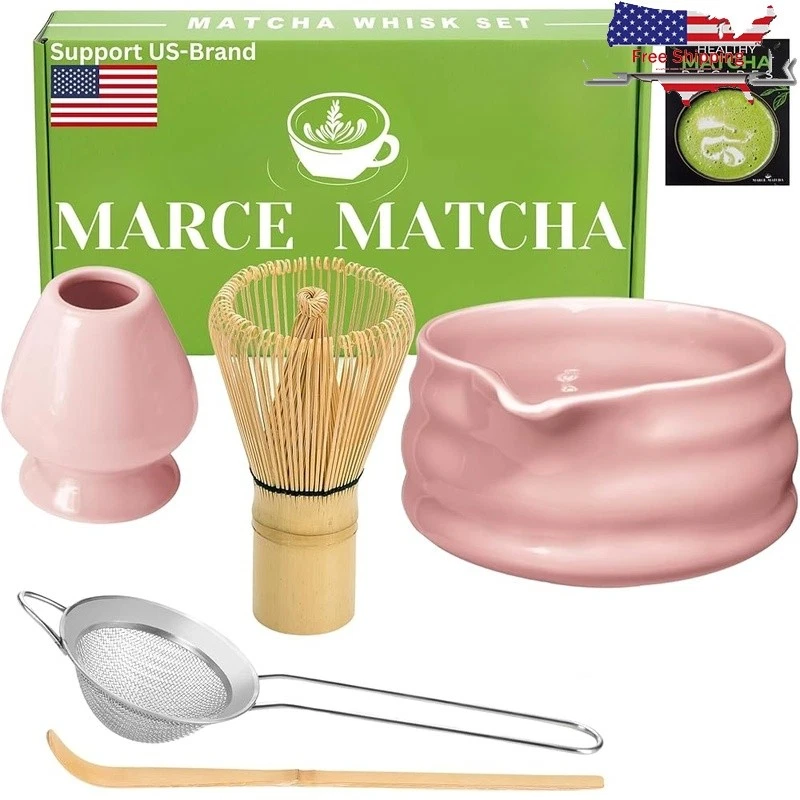 Authentic Matcha Whisk Set Bamboo Whisk Bowl Scoop Sifter Holder Traditional Kit