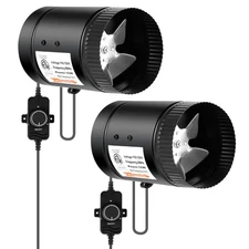 2 Pack 4 Inch 106 CFM Inline Exhaust Fan with Speed Controller for Grow Tents