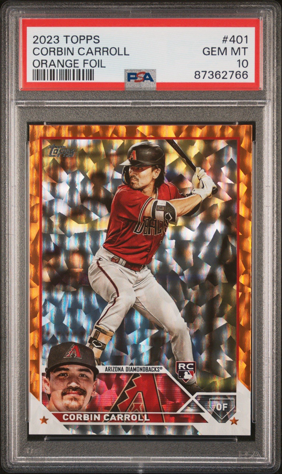 2023 TOPPS CORBIN CARROLL ROOKIR ORANGE FOIL RC SP / 299 GEM MINT PSA 10 💎