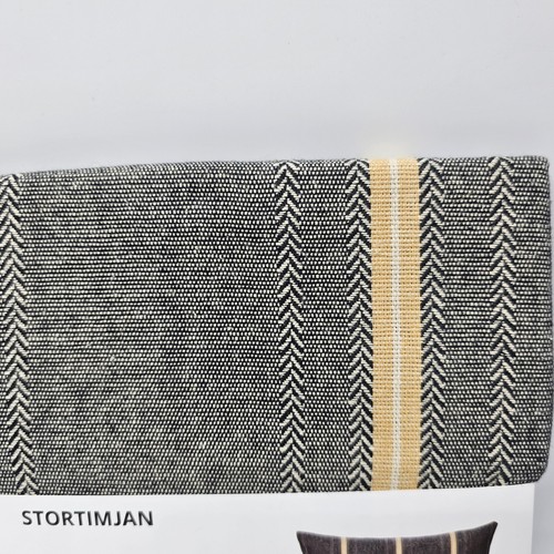 Ikea Stortimjan Cushion Pillow Cover Set 2 20x20" Grey Beige Stripes yellow New - Picture 3 of 5