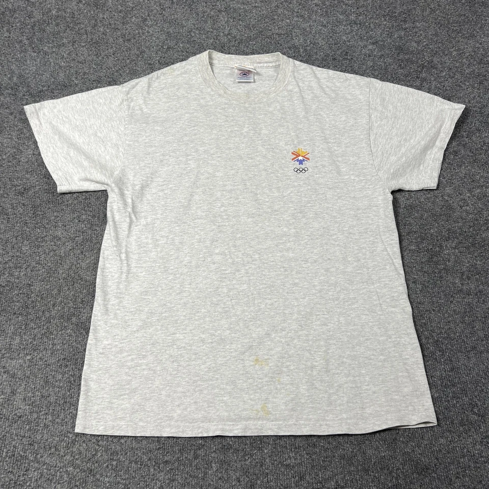复古 Salt Lake 2002 冬季奥运会衬衫男式大号灰色 T 恤 Heather — 第 3/4 张图片