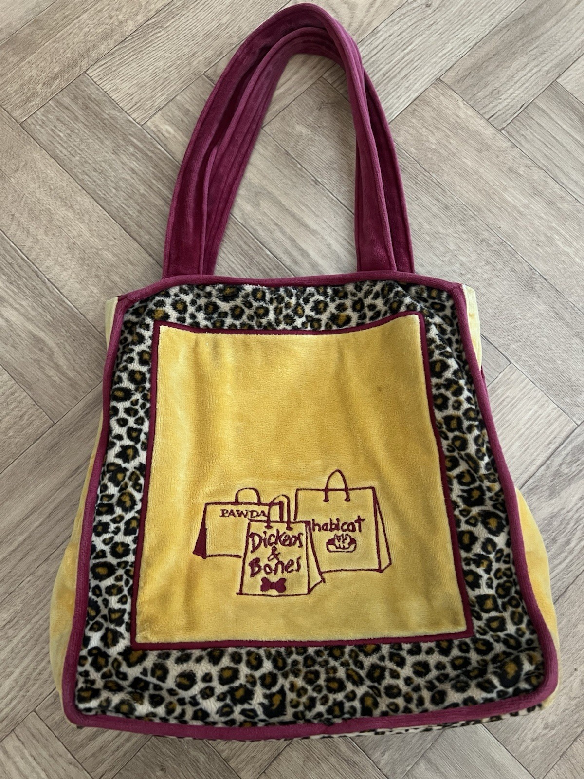 VERY RARE JELLYCAT CATSEYE LEOPARD VELVET HANDBAG TOTE image 5