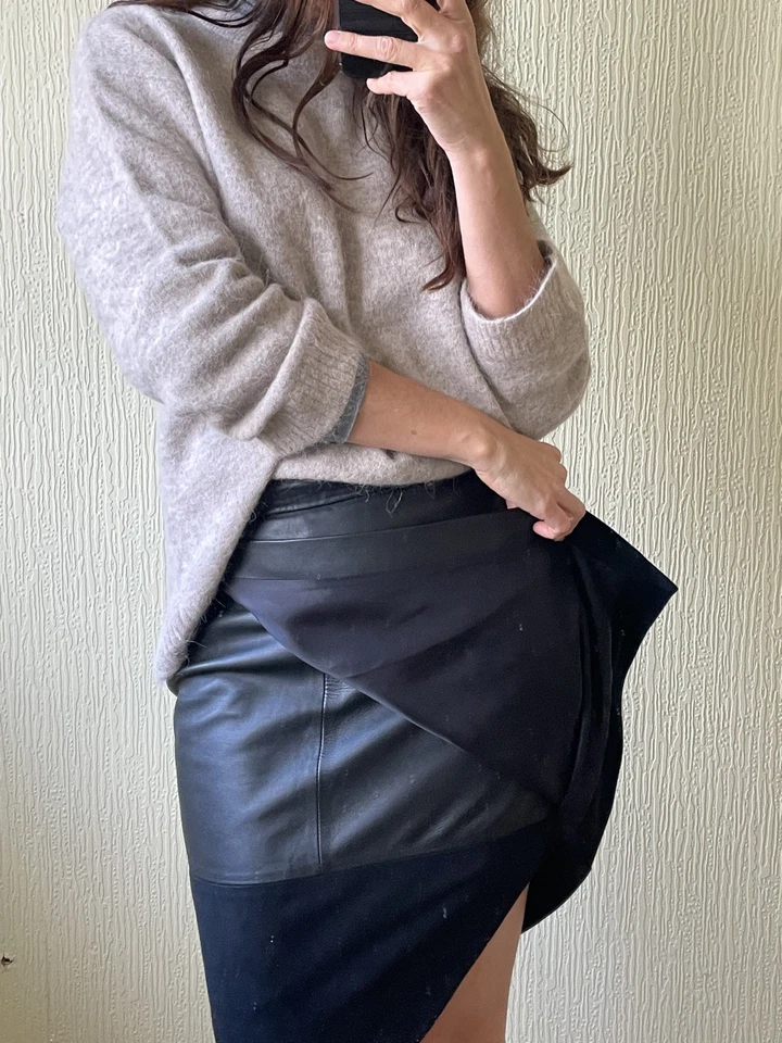 HM Leather Suede Skirt Midi Size 10 12 pencil wrap butter soft  - Image 2 of 4