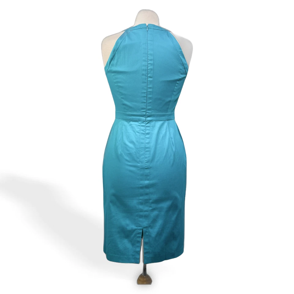 Vestido Vaina Azul Calvin Klein Para Mujer 4 Algodón Clásico Halter Cinturón Pre Loved Foto 2 de 4