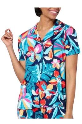 Comfort Code Soft & Light Notched Collar PJ Top Navy Tropical