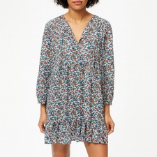 J Crew Women’s Floral Shift Dress Flounce Ruffle Hem Tie Front Size Medium