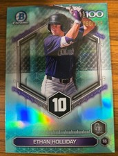 2026 Bowman Ethan Holliday Chrome Scouts Top 100 Aqua Refractor #090/125 Rockies