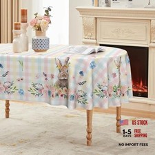 Easter Tablecloth 60x84 Inch Oval - Pink - Colorful Spring