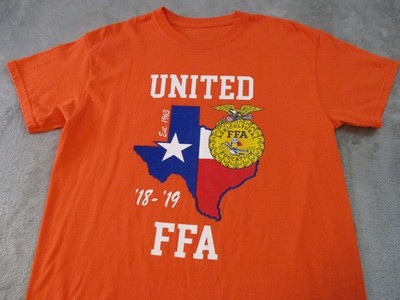 United FFA Shirt Mens Large Orange Texas Future Farmers Of America 18-19