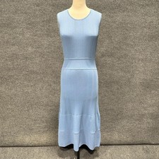 Jason Wu Dress Womens Medium Blue Knit Sleeveless Fit Flare Sweater Midi