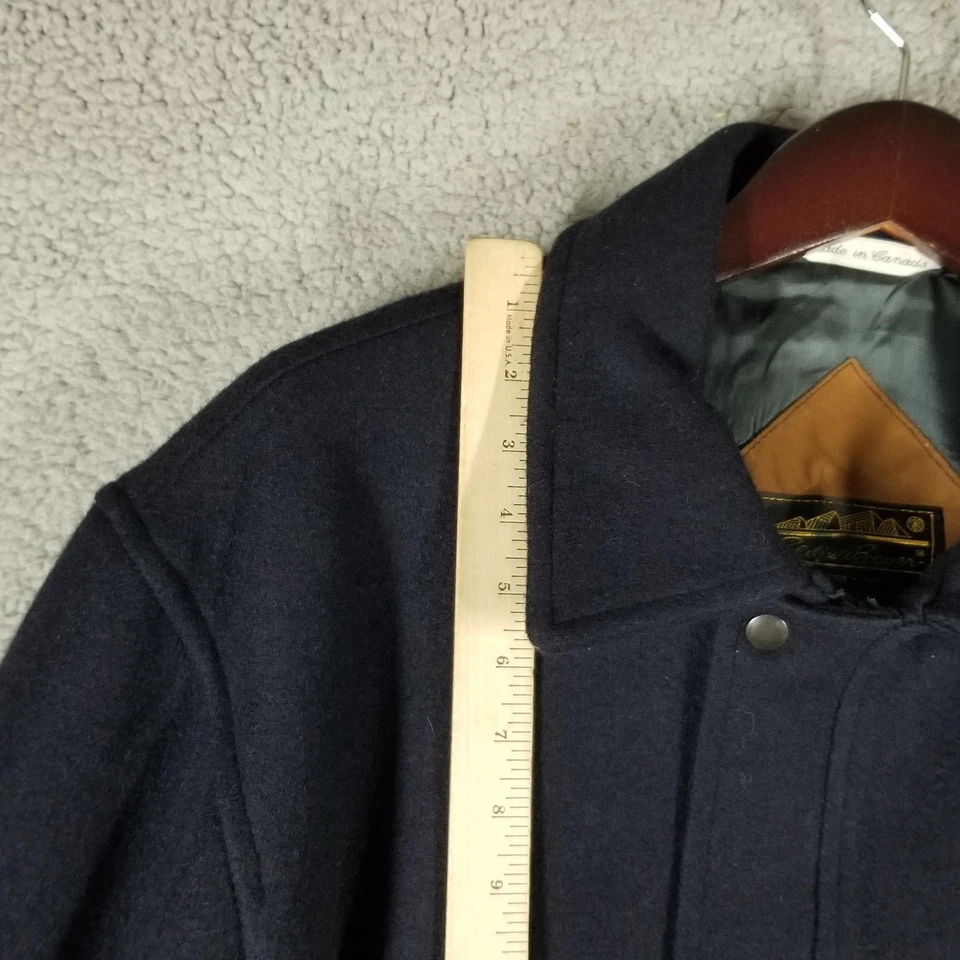 VINTAGE Eddie Bauer Jacket Mens M Black Wool Blend Bomber Made in Canada 90s - Image 4 of 4