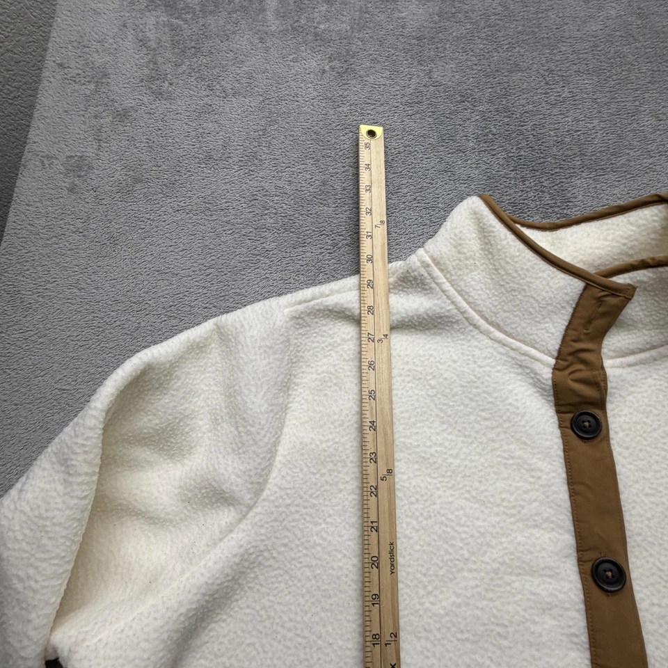 Croft & Barrow куртка женщин 4 X слоновой кости шерпа флис кнопка спереди коричневая отделка - Изображение 3 из 4