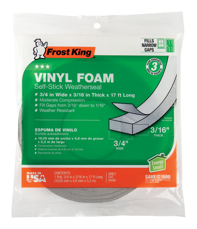 Frost King Vinyl Foam Tape - Closed Cell - Moderate Compression, 3/4"