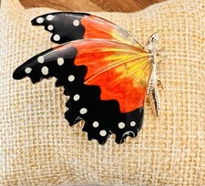 Butterfly Enamel Brooch Pin Black Red Orange ...