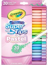 CRAYOLA SuperTips Pastel Markers 20pk | Washable Felt Tip Pens Kids Art Age 3+