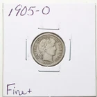 1905-O 10C Barber Liberty Head Silver Dime in Fine+ Condition #6205