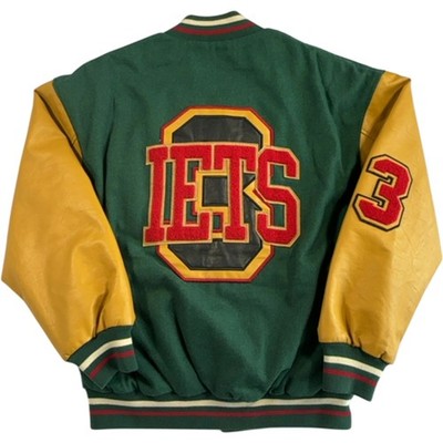iets frans Varsity Jacket Men's Small College Retro Y2K Green Yellow Collegiate