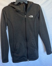 The North Face Women's Small Full Zip Hooded Fleece Lined Jacket Charcole Grey