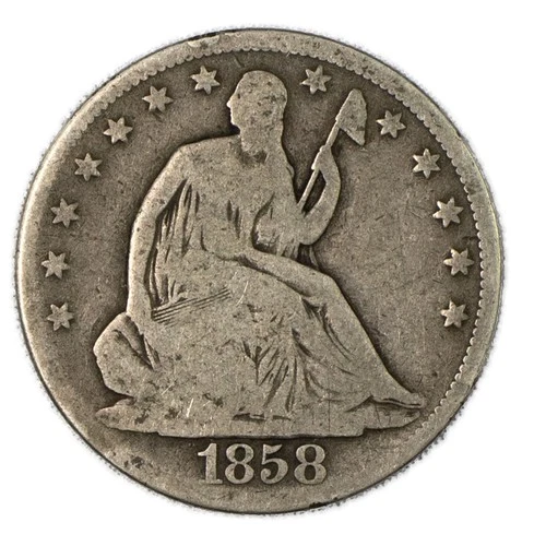 1858-P Seated Liberty Half Dollar Very Good VG+