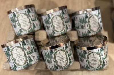Lot Of 6 NEW Bath & Body Works Fresh Cinnamon Rolls 3 Wick Christmas Candles