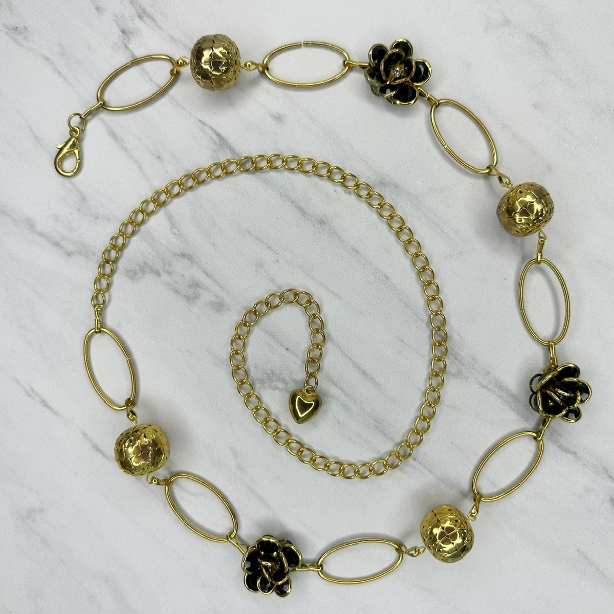 Chain Belt Flower Gold Belts for Women for sale | eBay display picture 3