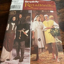 Simplicity 8587 Renaissance Costume Pattern Men's Women's Sizes XS-XL UNCUT