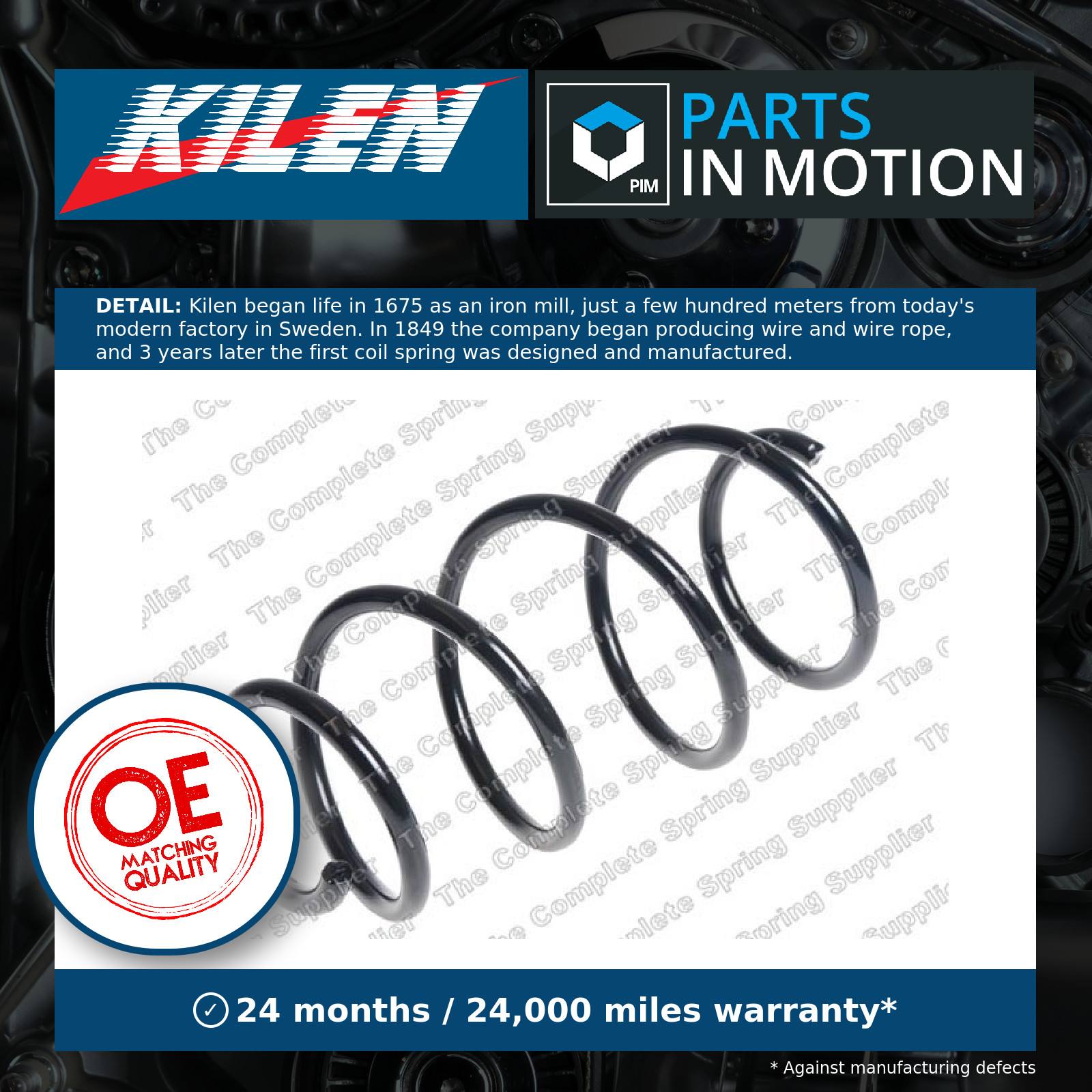 Coil Spring Front 25096 Kilen Suspension 1S0411105F Genuine Quality Guaranteed