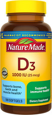 Vitamin D3 1000 IU Softgels, Bone  Immune Support, 100 Count Tablets