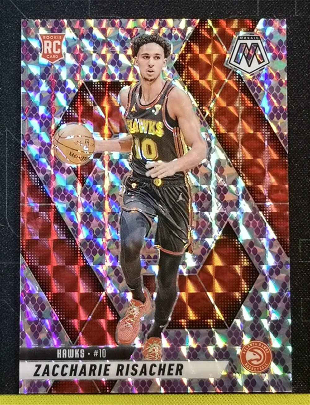 2024-25 Panini Mosaic Zaccharie Risacher #213 Purple Snakeskin RC 10/24 JSY 1/1