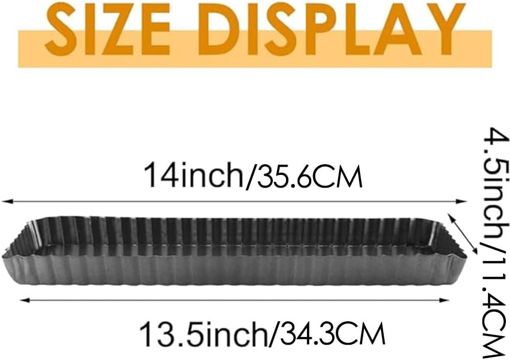 Rectangular Tart Pan 14 Inch Nonstick Quiche Pie Pan with Removable Bottom Ta...