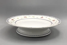 GDA Limoges Pedestal Cake Dish 8" PInk Floral CHIPPED
